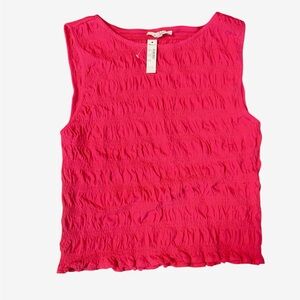 NWT Madewell Women's Smocked Boatneck Slim Stretch Tank Top Watermelon Red